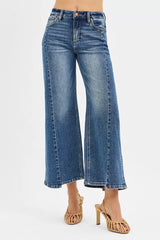 RISEN High Rise Crop Wide Leg Jeans with Step Hem OutfitFlow