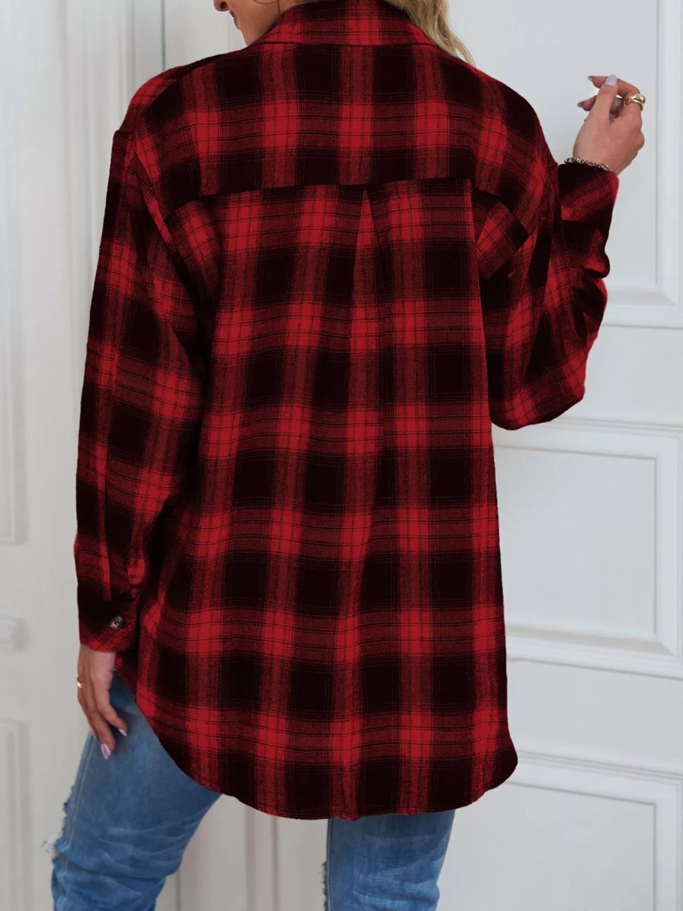 Casual Plaid Button Up Shirt Trendsi