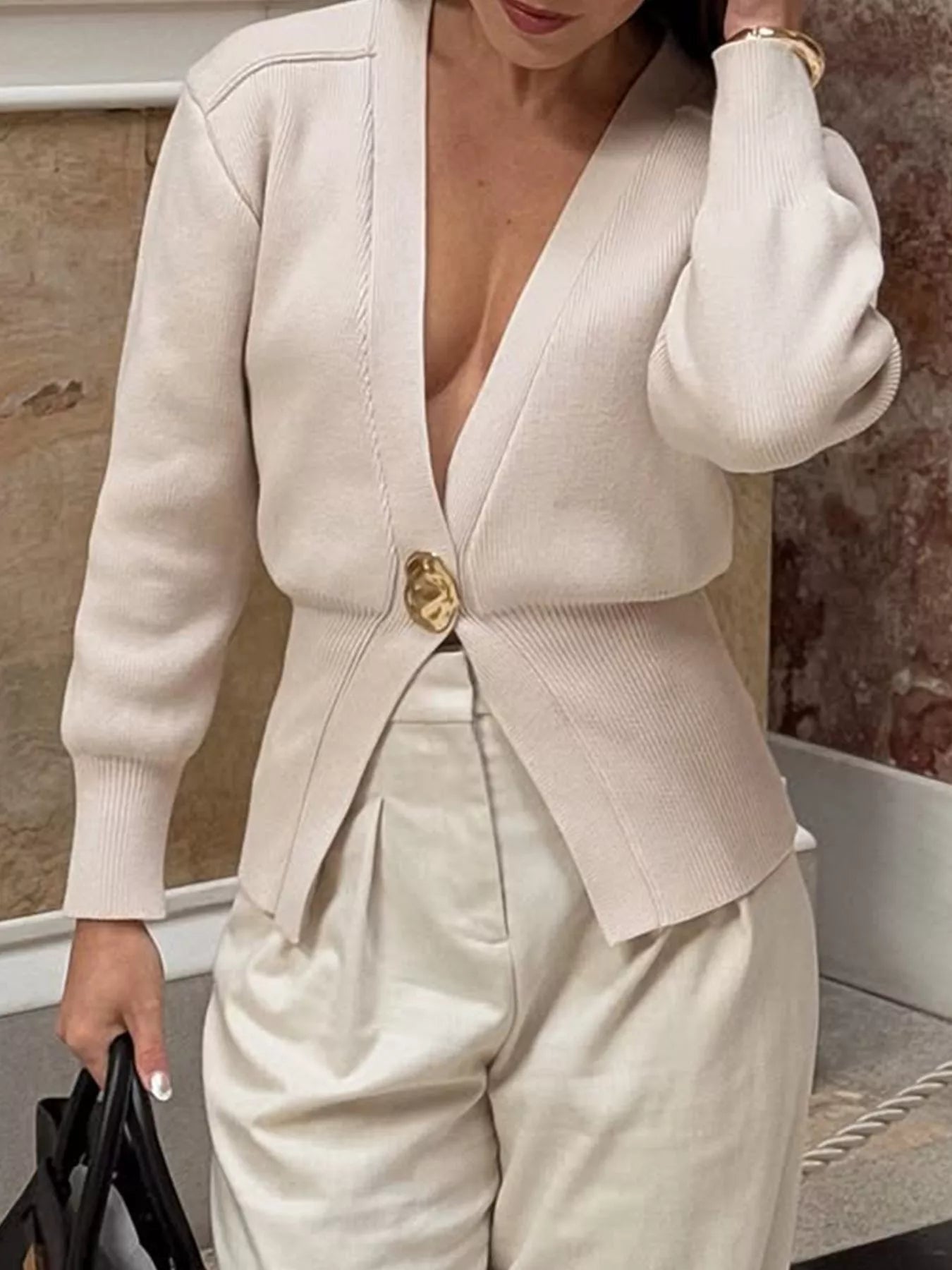 Single-Button Knit Cardigan OutfitFlow