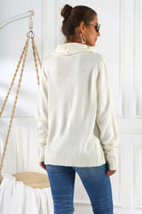 Outfit Flow - Drawstring Mock Neck Long Sleeve Sweater