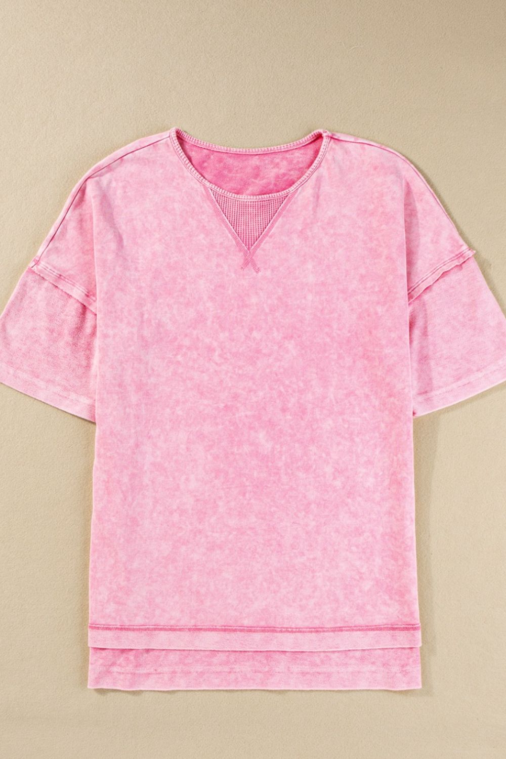 Mineral Wash Drop Shoulder Round Neck T-Shirt OutfitFlow