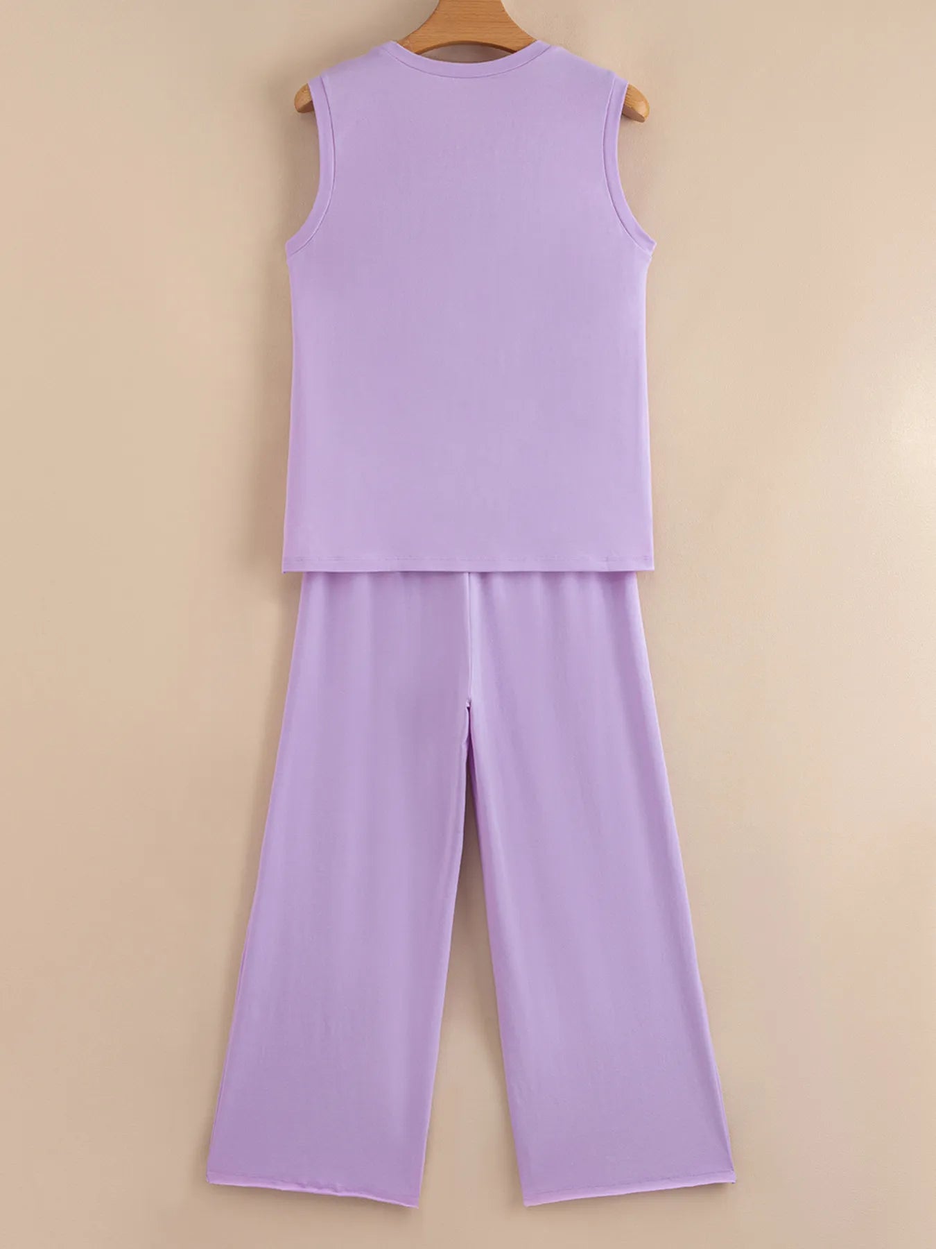 Mineral Wash Casual Round Neck Tank and Loose Drawstring Pants Set OutfitFlow
