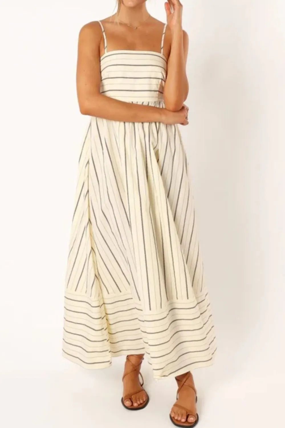 Striped Square Neck Cami Dress OutfitFlow