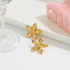 18K Gold-Plated Flower Stud Earrings OutfitFlow