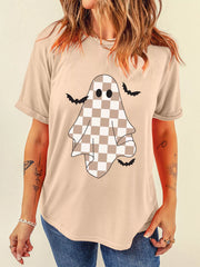Ghost Bat Halloween Holiday Graphic Tee Tan OutfitFlow