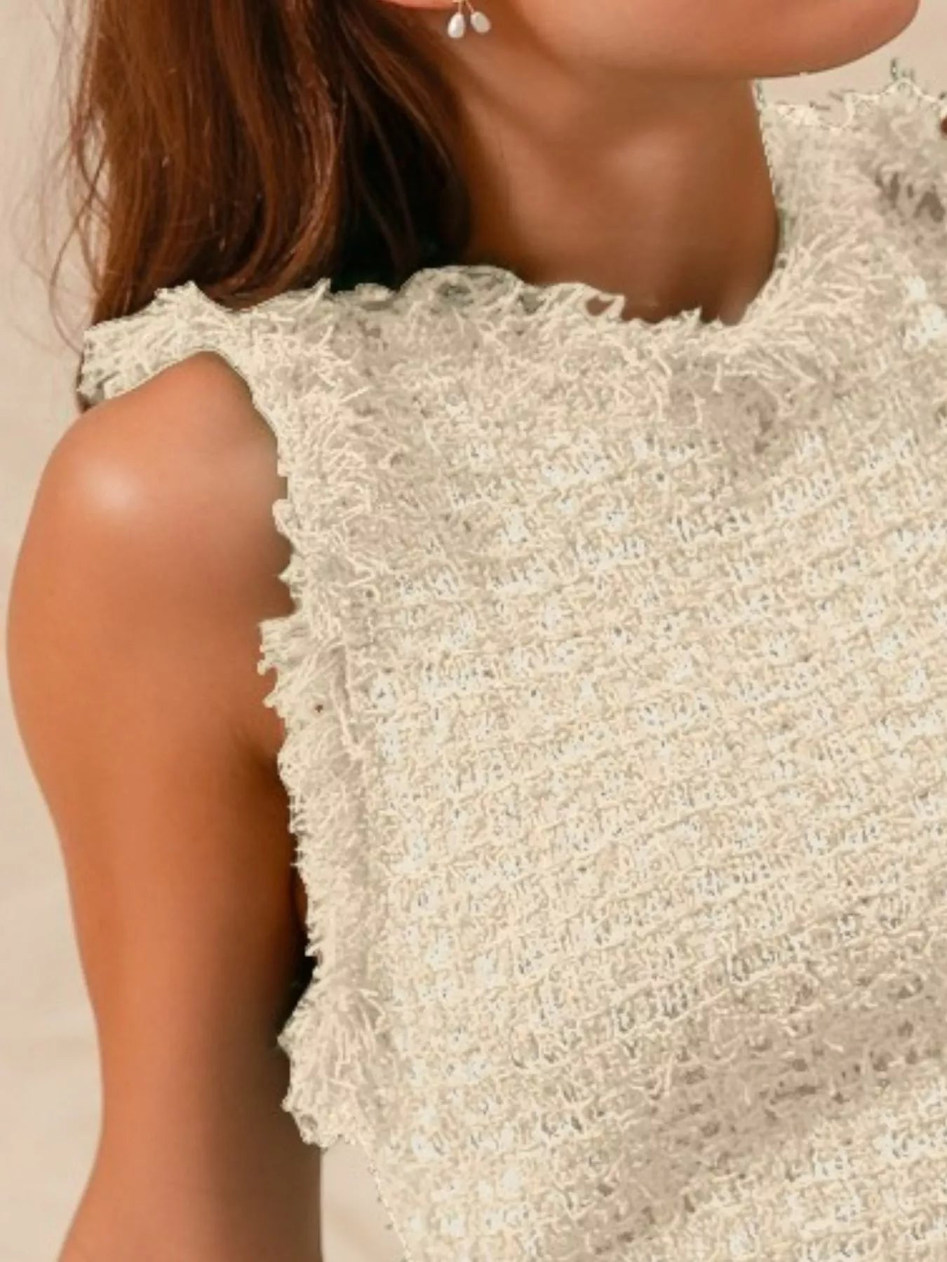 SO ME Tweed Knit Sweater Vest Top Trendsi