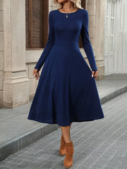 Ribbed Knit A-Line Midi Dress OutfitFlow