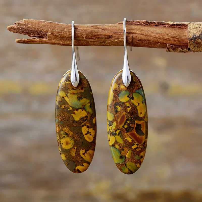 Natural Stone Copper Dangle Earrings Silver One Size OutfitFlow