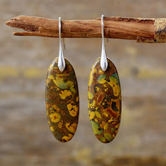 Natural Stone Copper Dangle Earrings Silver One Size OutfitFlow