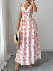 Floral Print Sleeveless Maxi Dress OutfitFlow