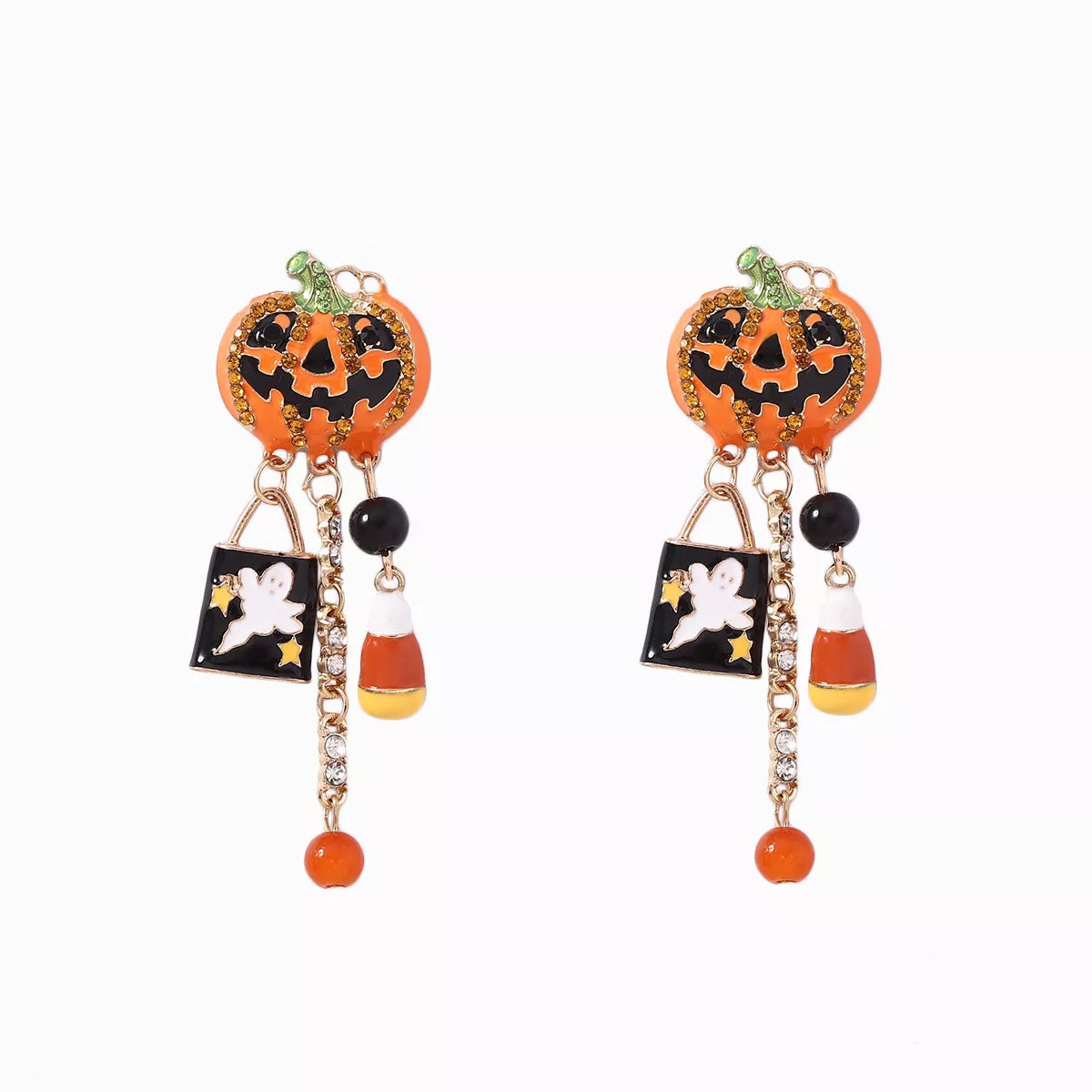 Halloween Pumpkin Ghost Dangle Earrings OutfitFlow