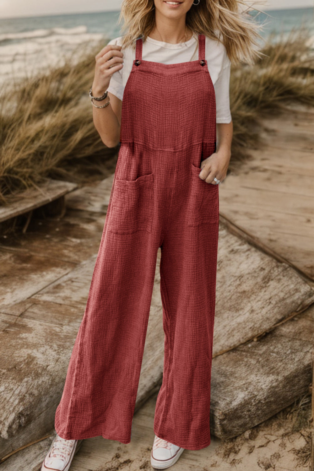 Outfit Flow - Full Size Wide Leg Front Pocket Jumpsuit