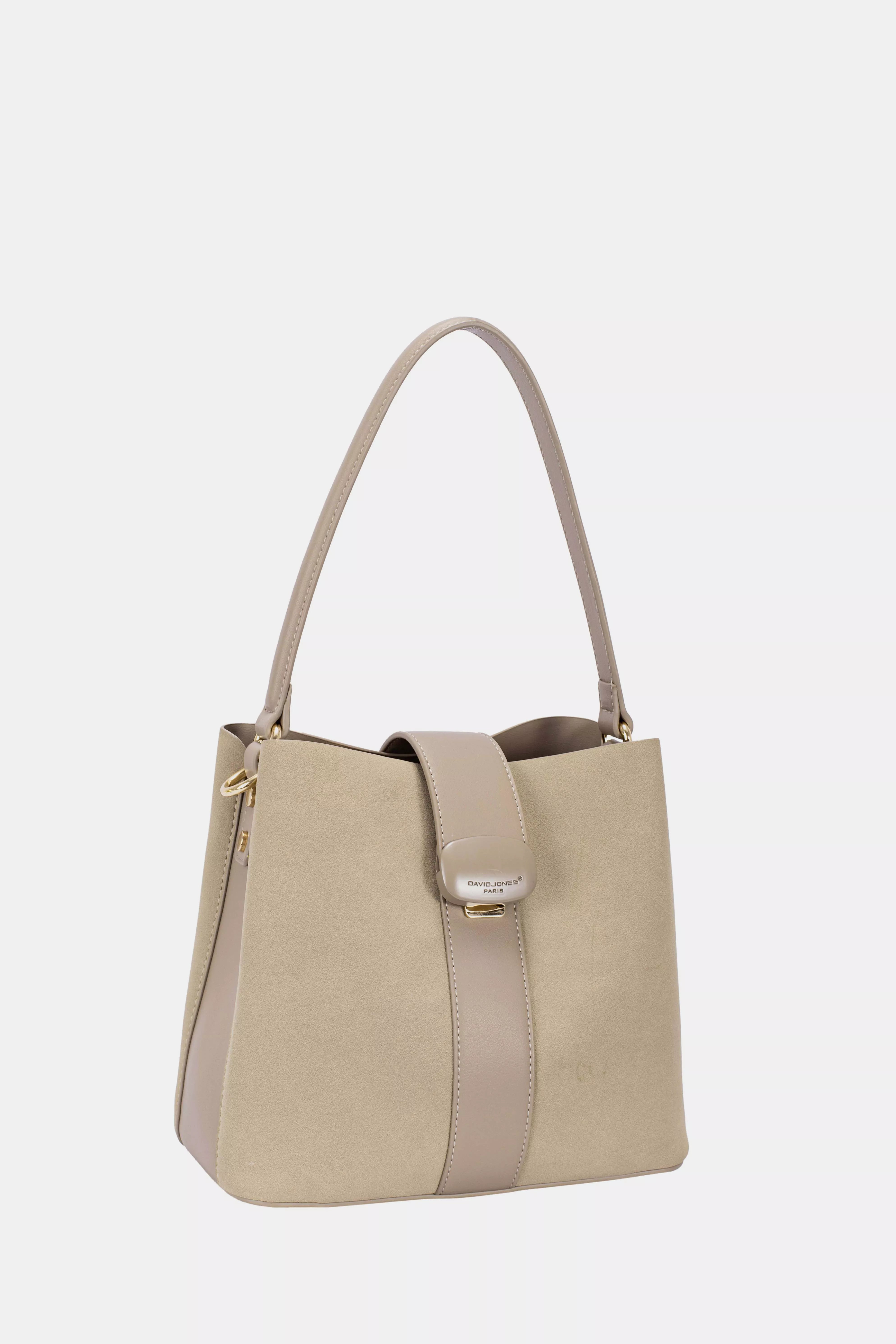 David Jones Leather Trim Shoulder Bag WARM TAUPE One Size Trendsi