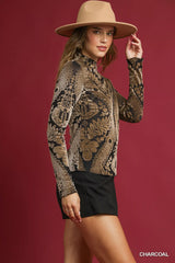 Umgee Damask Print Velvet Burnout Top OutfitFlow