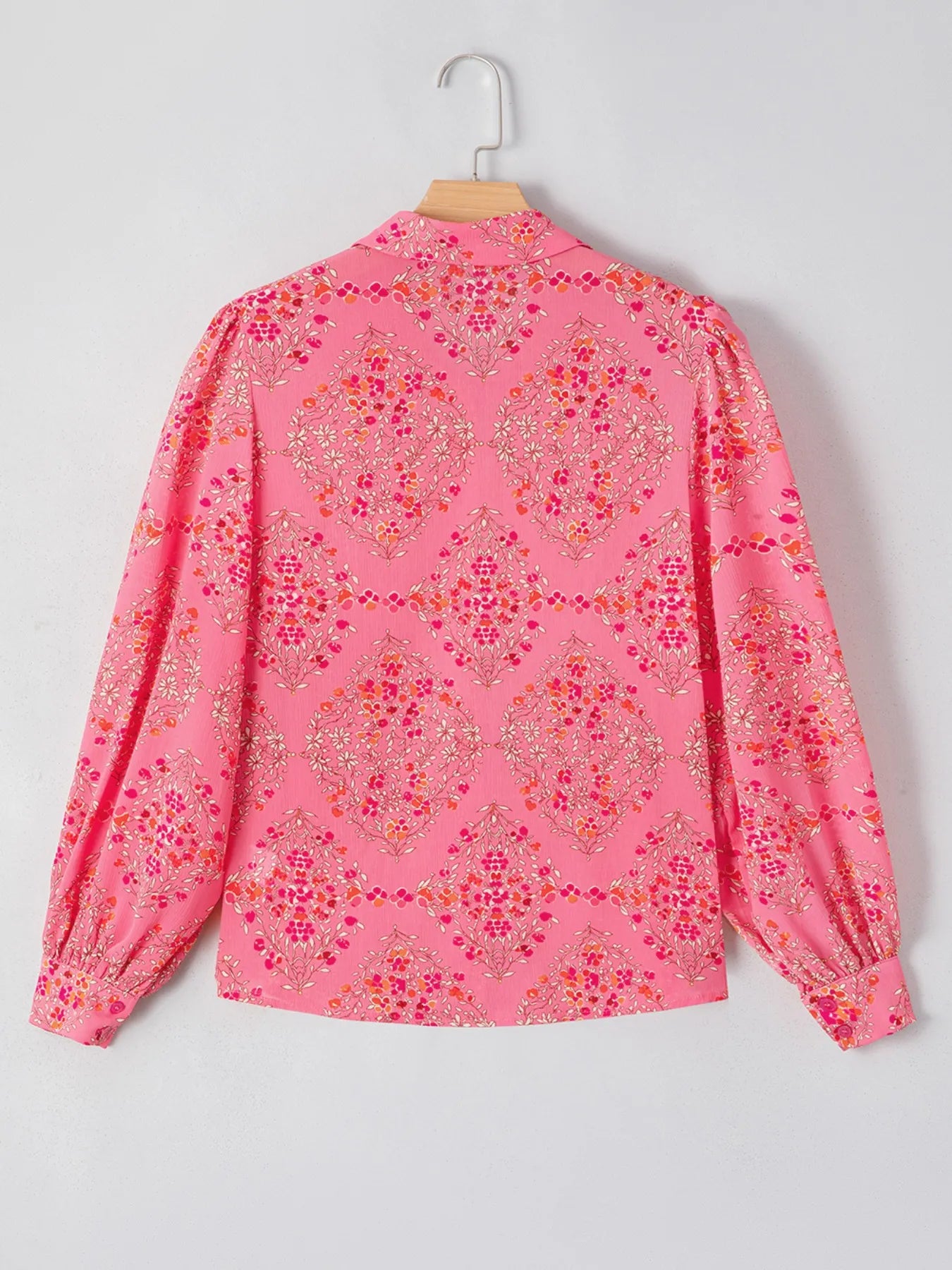 Floral Print Lantern Sleeve Loose Shirt OutfitFlow