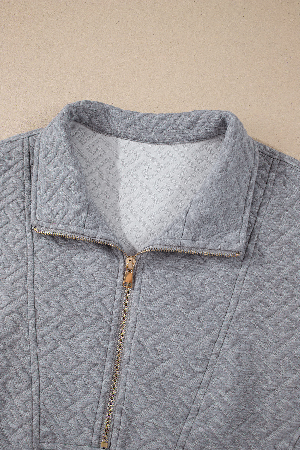 Outfit Flow - Texture Half Zip Long Sleeve Sweatshirt