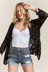 ADORA Crochet Cardigan With Scallop Hem OutfitFlow