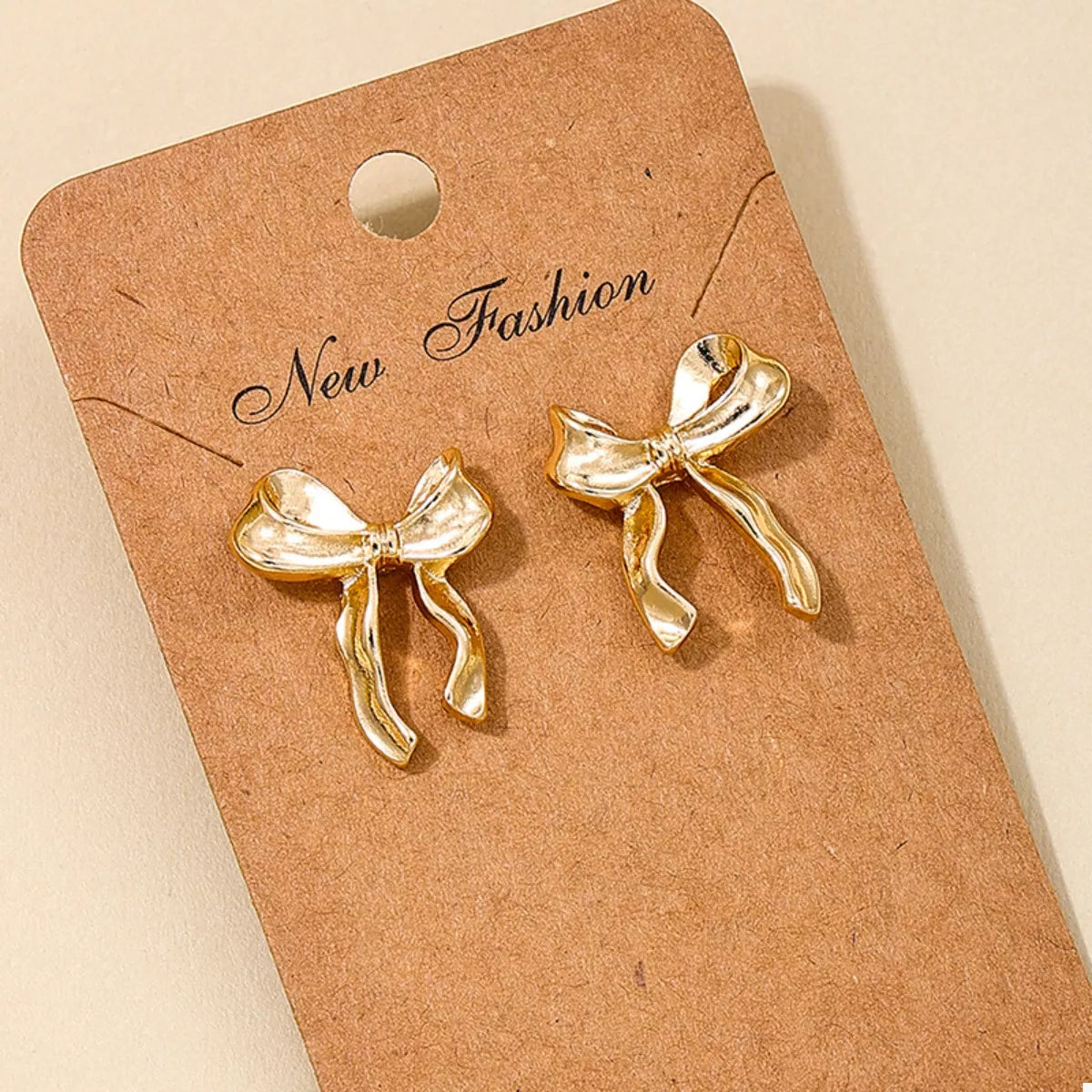 18K Gold-Plated Alloy Bow Stud Earrings OutfitFlow