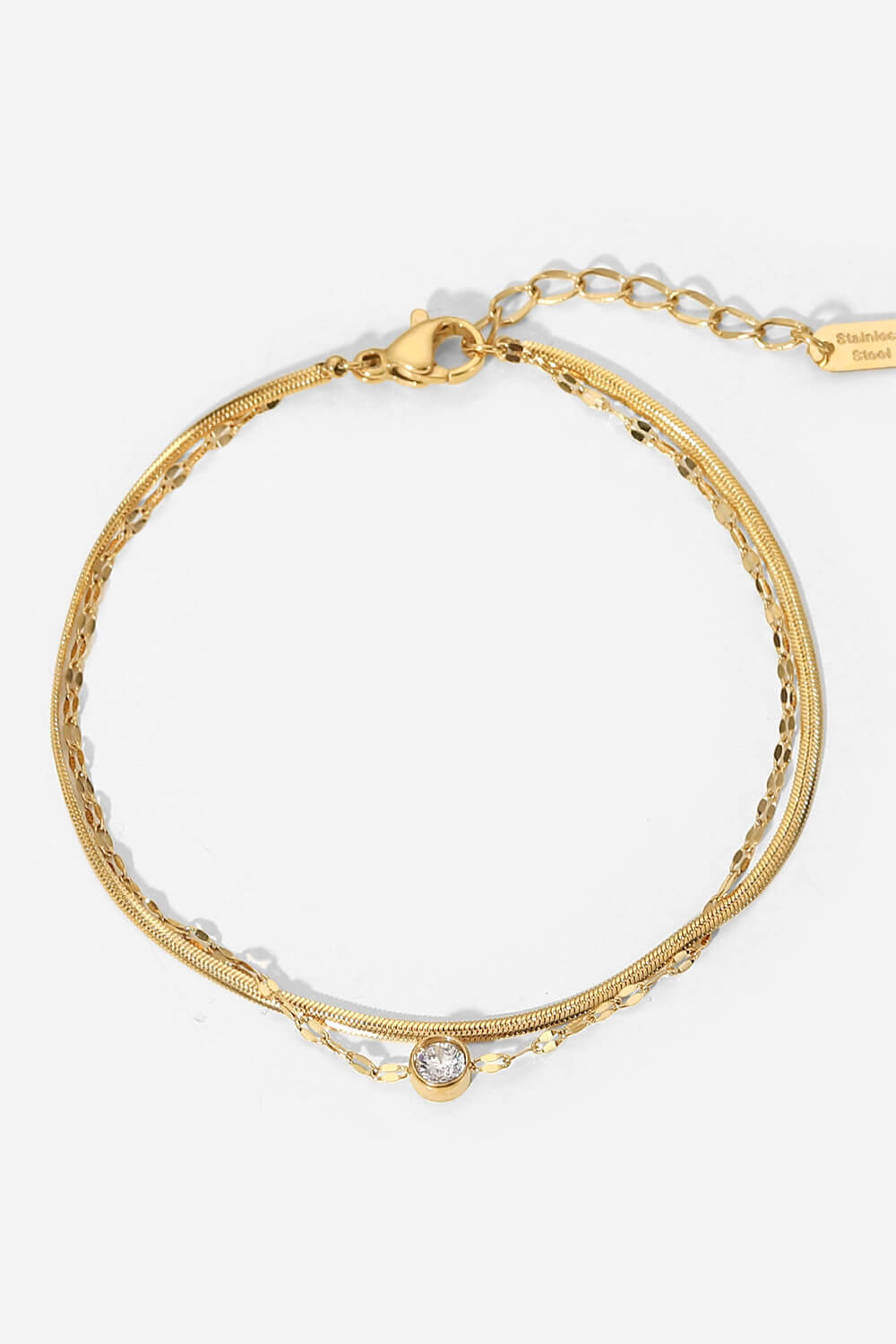 Icing on the Cake Rhinestone Double-Layered Bracelet Gold One Size OutfitFlow