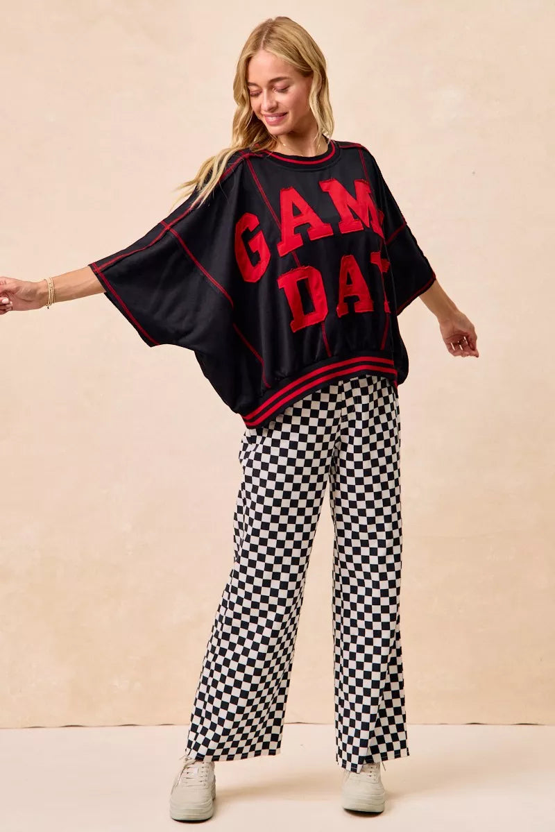 BiBi Gameday Theme Checkered Printed Pants OutfitFlow