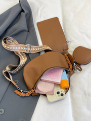 Outfit Flow - PU Leather Adjustable Strap Crossbody Bag with Coin Purse