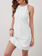 Eyelet Flower Sleeveless Mini Dress OutfitFlow