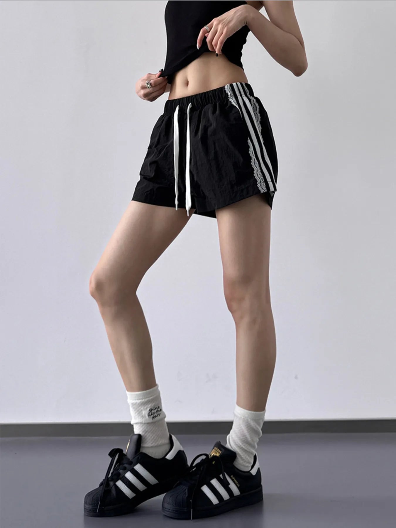 Side Stripe Drawstring Shorts OutfitFlow