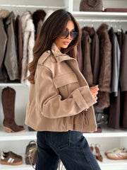 Drawstring Waist Cropped Jacket OutfitFlow