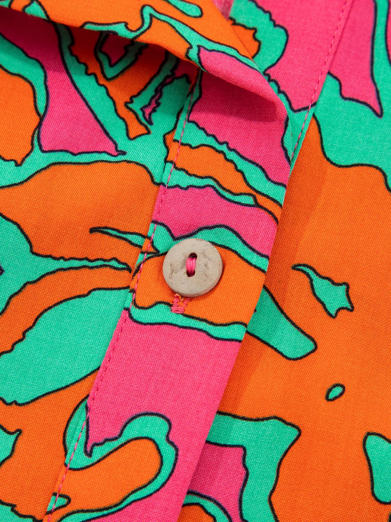 Floral Print Batwing Sleeve Buttoned Loose Fit Shirt OutfitFlow