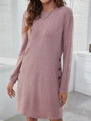 Round Neck Long Sleeve Mini Dress OutfitFlow