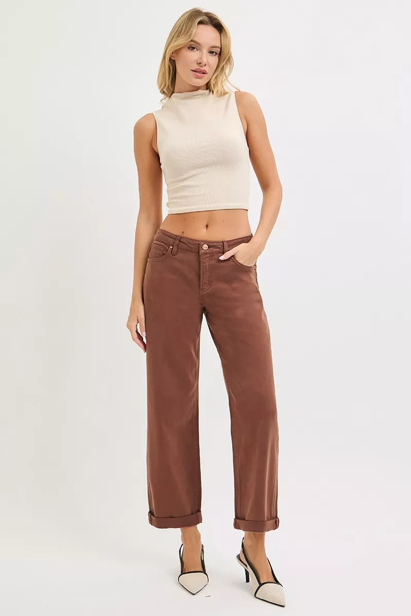 RISEN Full Size Tummy Control Mid Rise Ankle Barrel Baggy Plus Size OutfitFlow