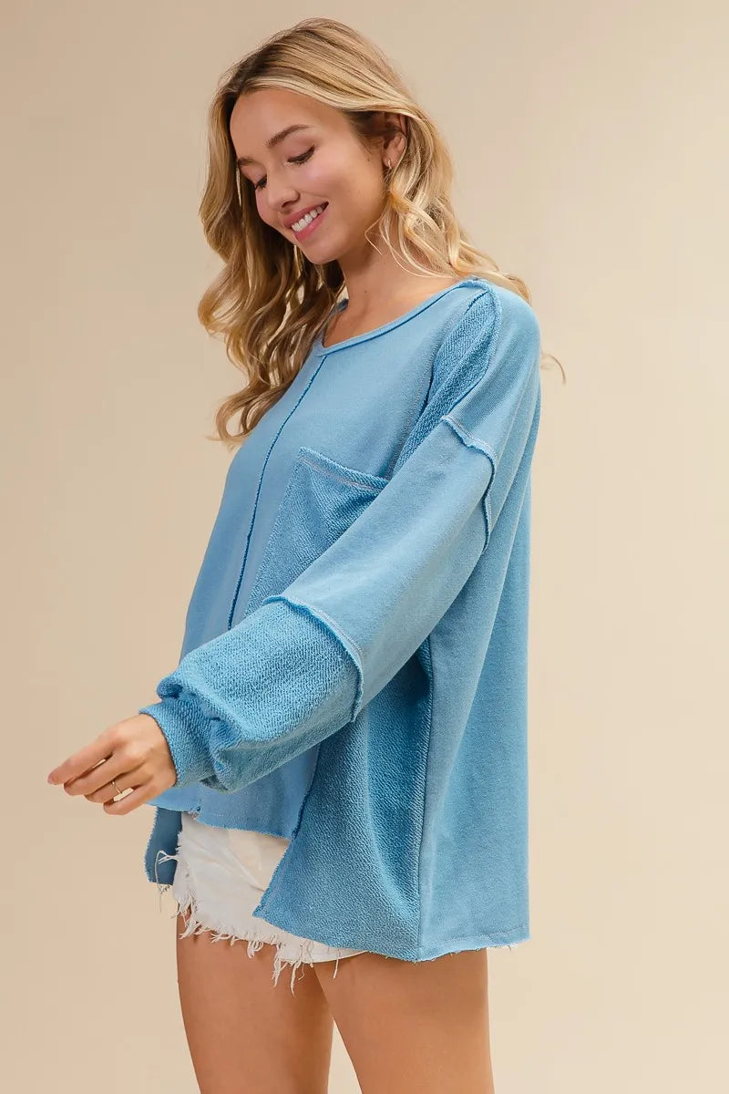 BiBi Oversized Pocket Front Sweatshirt OutfitFlow
