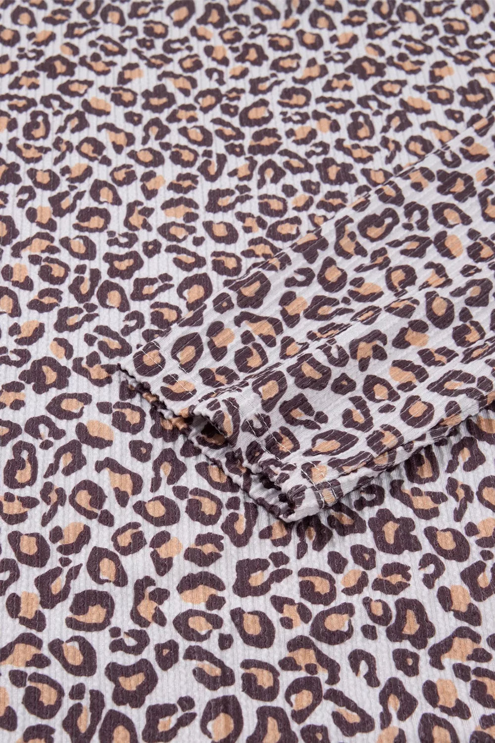 Leopard Ribbed Long Sleeve Top Drawstring Shorts 2pcs Outfit OutfitFlow