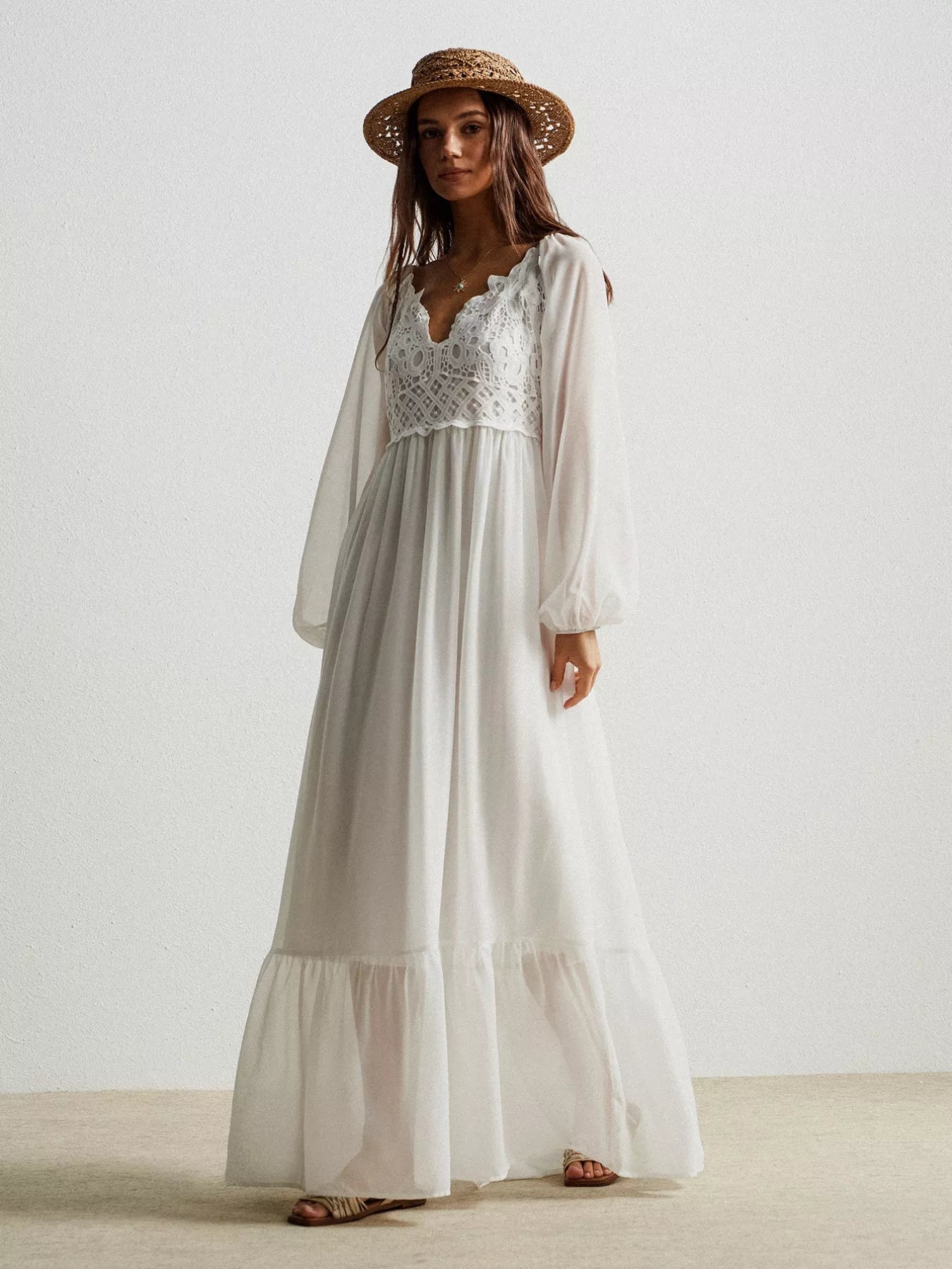 Boho Chic Crochet Lace Maxi Dress OutfitFlow