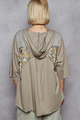POL Lace-Up Hooded T-Shirt with Paisley Panel Detail OutfitFlow