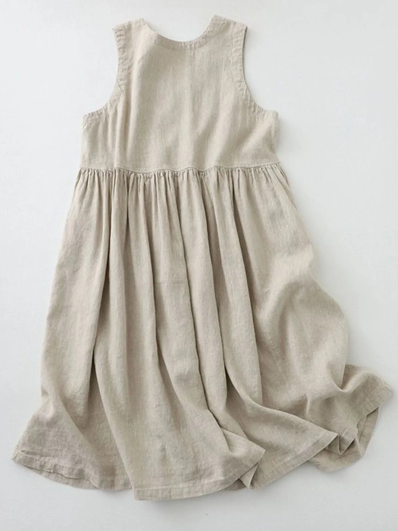 V-Neck Button Detail Sleeveless Midi Dress OutfitFlow