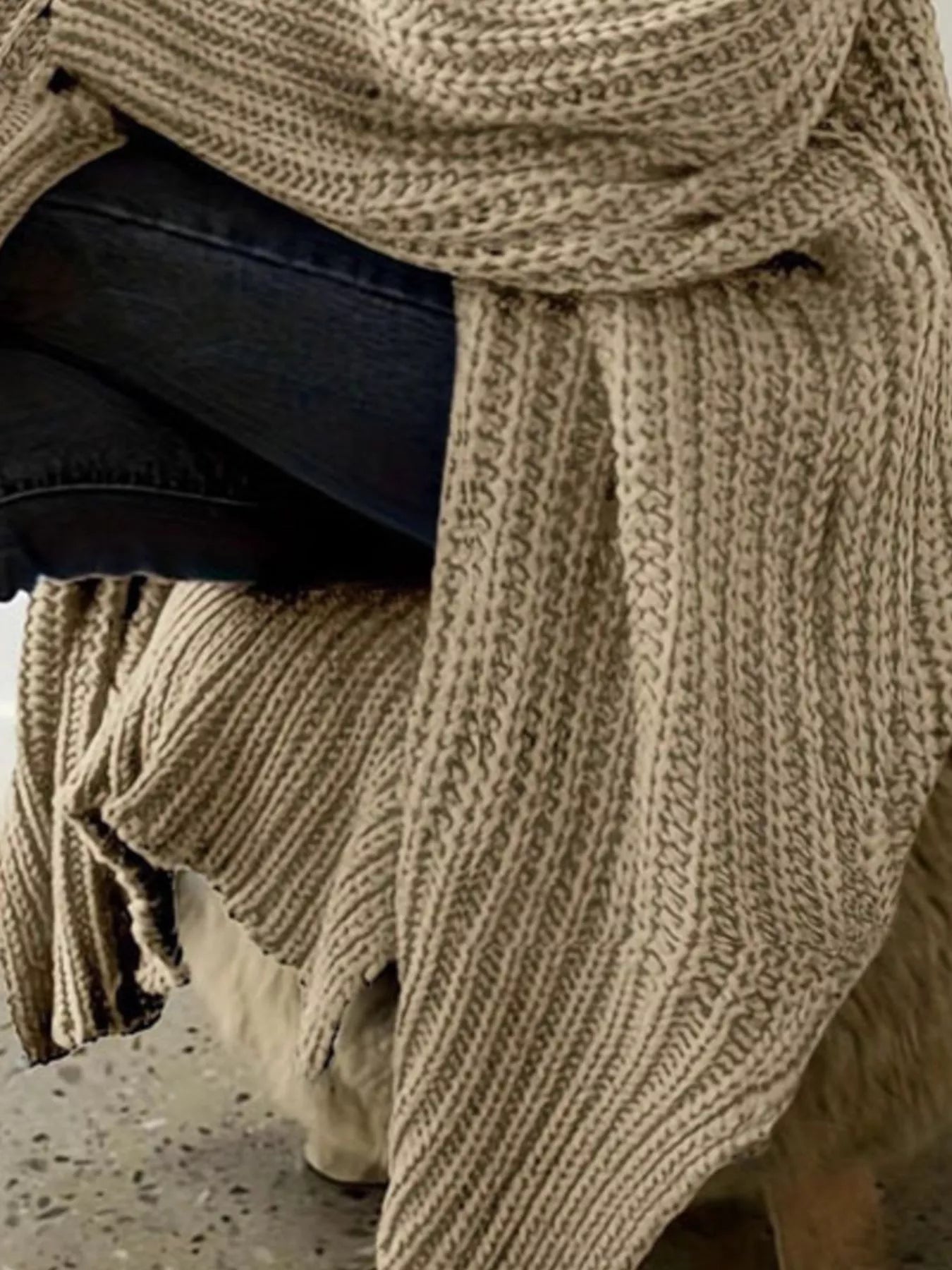 Chunky Knit Open Front Cardigan OutfitFlow