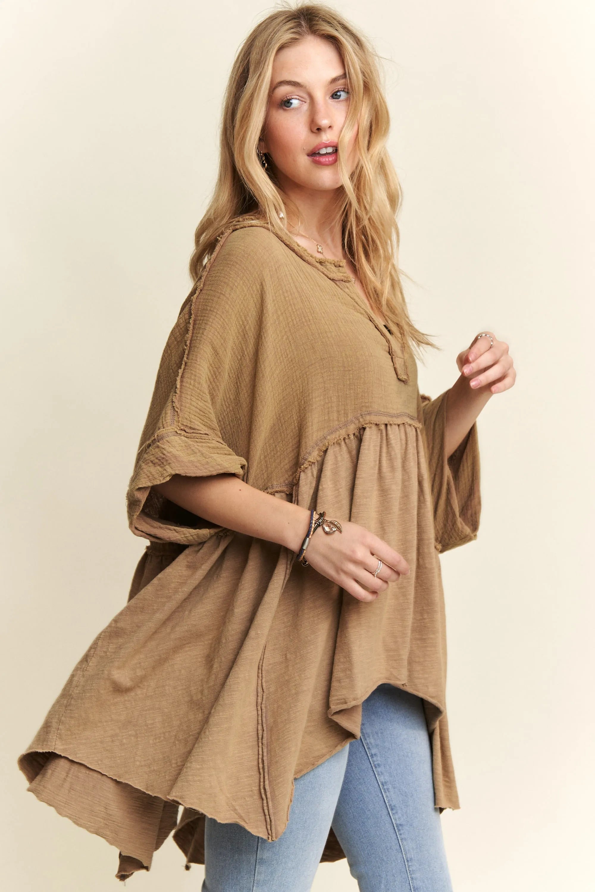 ADORA Oversized Mineral Washed Flare Top OutfitFlow