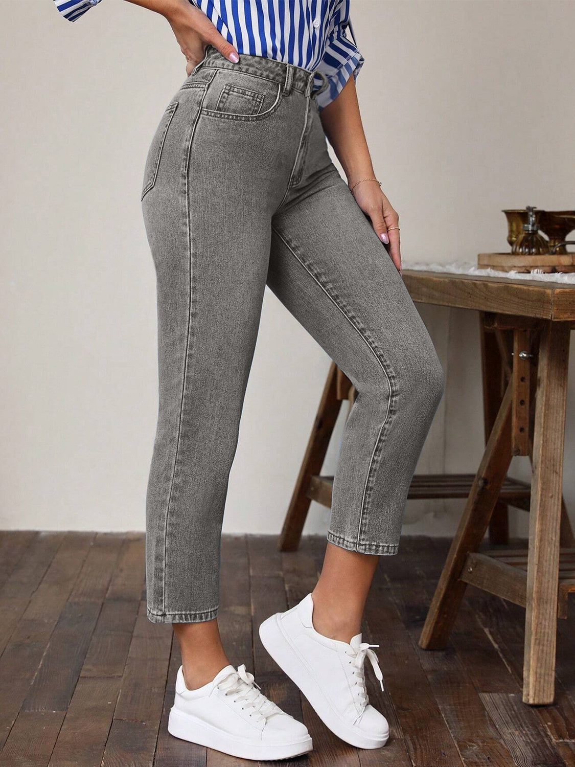 High Waist Jeans with Pockets OutfitFlow