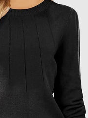 Ribbed Hem Long Sleeve Sweater OutfitFlow