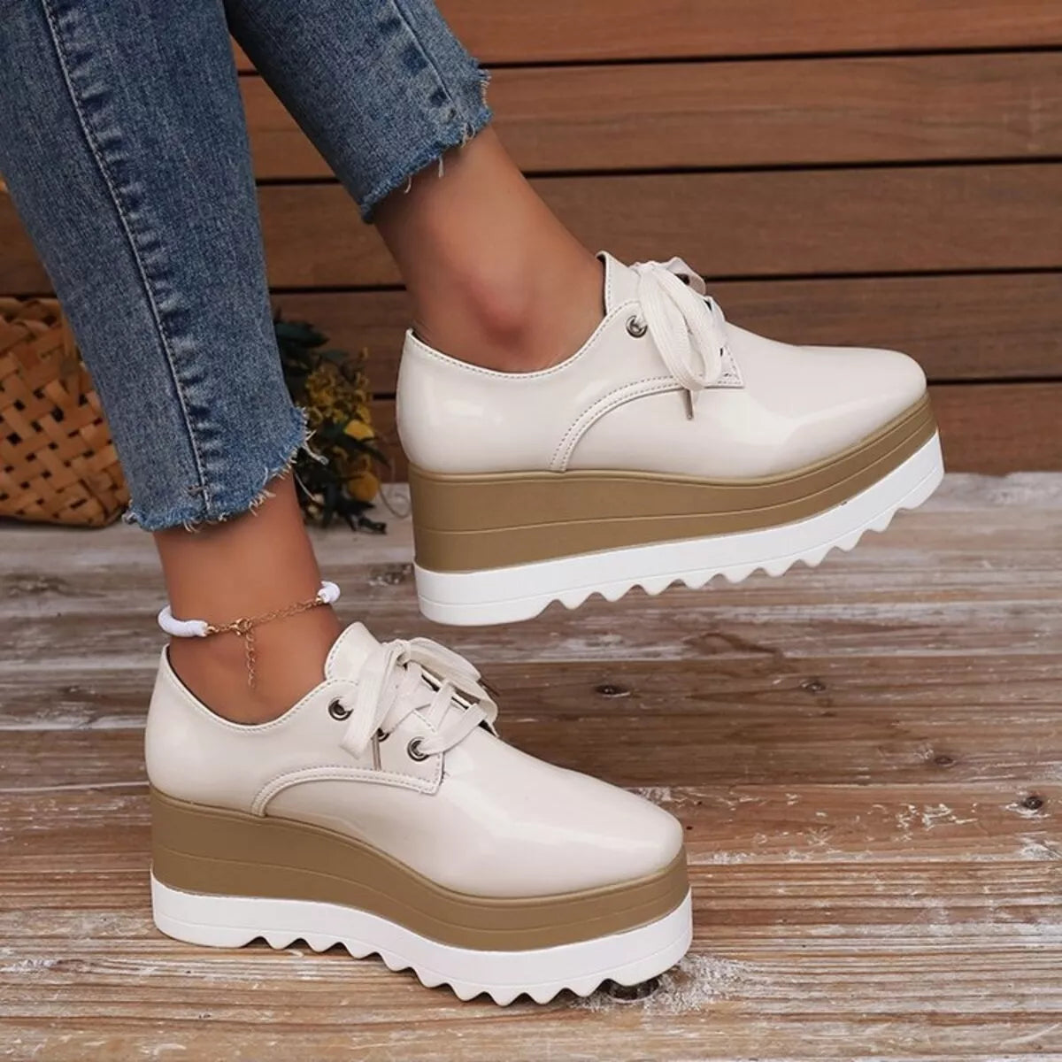 Lace Up Platform Sneakers Trendsi