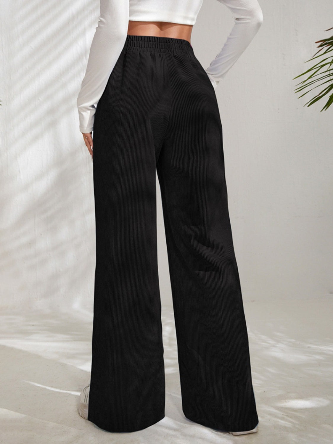 Outfit Flow - Slit Pocketed High Waist Wide Leg Pants