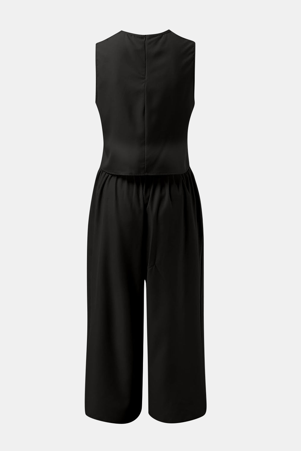 Outfit Flow - Round Neck Top and Wide Leg Pants Set