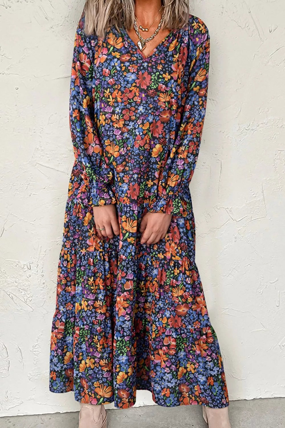 Floral Print Flounce Sleeve Dress OutfitFlow