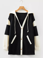 Button-Down Color Block Hoodie OutfitFlow
