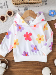 Children's Flower Long Sleeve Hoodie White OutfitFlow