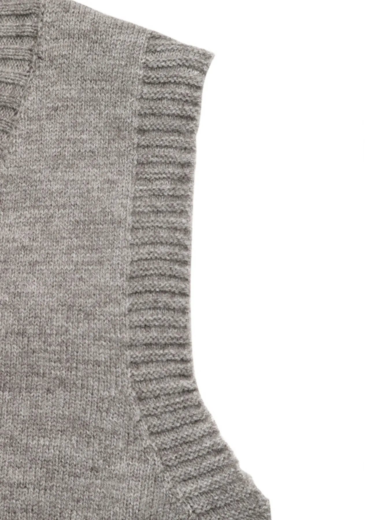 V-Neck Vest and Skirt Knit Set OutfitFlow
