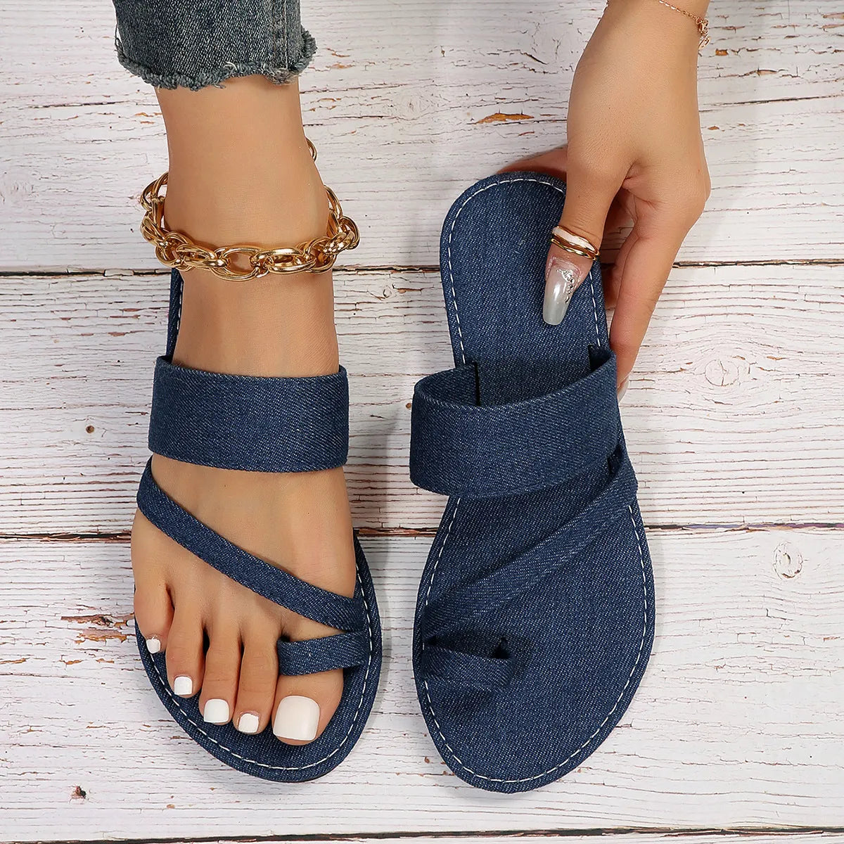 Open Toe Flats Sandals OutfitFlow
