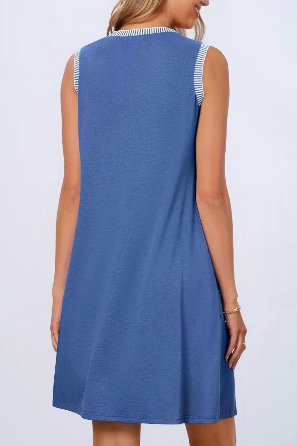Round Neck Sleeveless Mini Tank Dress OutfitFlow