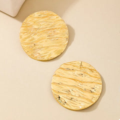 18K Gold-Plated Gold Textured Disc Statement Earrings OutfitFlow